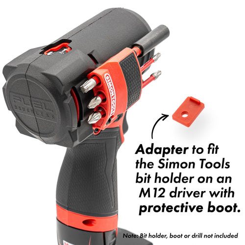 Boot adapter with M12 bit holder on a booted impact driver